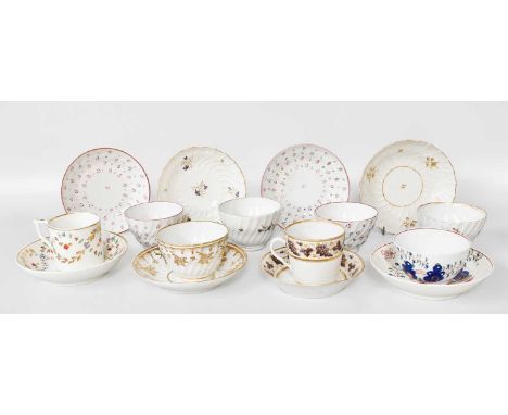 A Collection of Sixteen 19th Century English Tea Bowls, Cups and Saucers, various factories, styles &amp; sizes; together wit