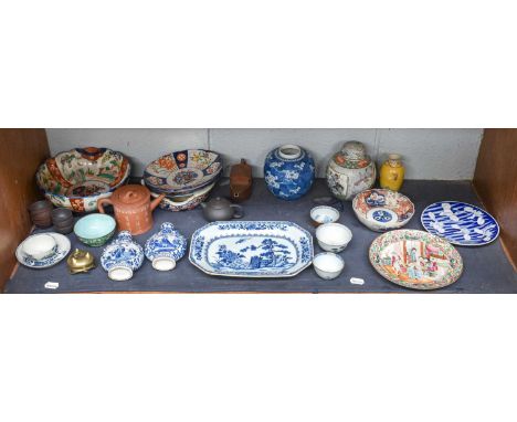 A Collection of Chinese &amp; Japanese Pottery &amp; Porcelain, including an 18th century blue &amp; white octagonal dish, Qi