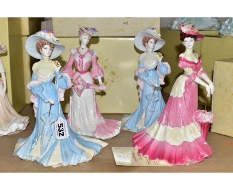 FOUR BOXED COALPORT FIGURINES, comprising High Society Collection, limited edition figurines: Lady Charlotte 1322/5000, and t