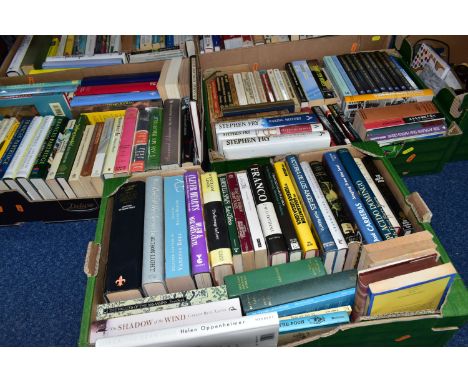 BOOKS &amp; SUNDRIES, six boxes, five containing approximately one hundred and eighty titles in hardback and paperback format