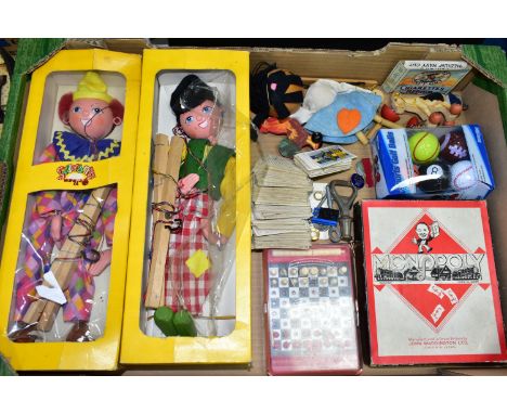 PELHAM PUPPETS AND SUNDRY GAMES ETC, comprising of 'Dutch Boy' and 'Clown', both with distressed boxes and an unboxed 'Big He