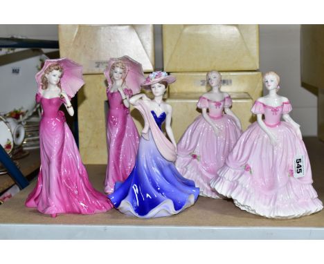 FIVE BOXED COALPORT AUSTRALIAN EXCLUSIVE FIGURINES,  limited editions, comprising Margot 89/500, two Leonie figurines numbere