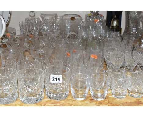 A QUANTITY OF CUT CRYSTAL AND OTHER GLASS WARES, approximately eighty pieces, to include a Royal Brierly globe vase height ap