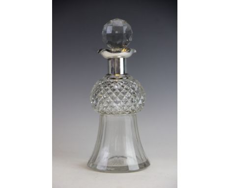 A thistle shaped decanter with silver collar, Cornelius Saunders and James Hollings Shepherd, London 1901, the thistle shaped