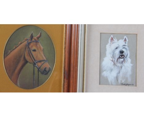 English School - 20th century,
oil on canvas,
Portrait of a horse, 'Esme',
indistinctly attributed verso to Frank Craddock?,
