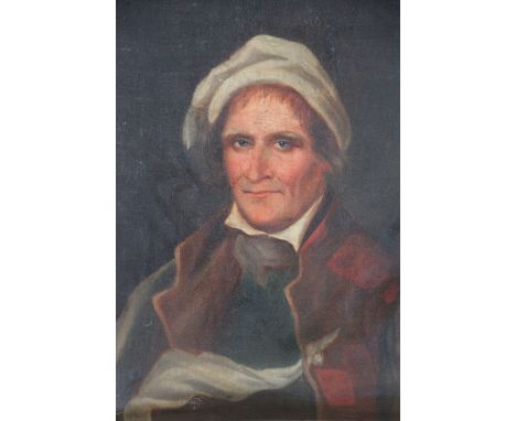 Continental School - late 18th / early 19th century,
oil on canvas laid on board,
Portrait of a man with a white hat, possibl