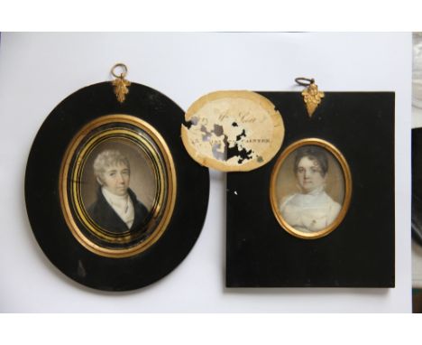 Two portrait miniatures, English School, late 18th/early 19th century, oval, watercolour on ivory, 
titled 'Mr Daniel Ball, o