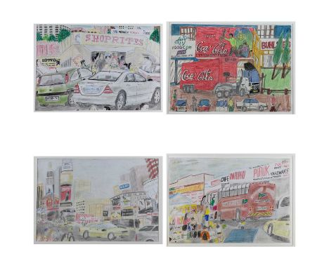 A COLLECTION OF PAINTINGS AND WATERCOLOURS, including SIBUSISO KHUMALO (South African Contemporary) mixed media x 2 - African