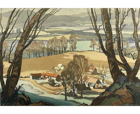 CAVENDISH MORTON &amp; CONCORD MORTON (British, b. 1874 &amp; 1911), colour lithograph - View from Arreton Farm, 37 x 51cmsCo