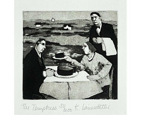 ‡ KARÓLÍNA LÁRUSDÓTTIR (Icelandic, 1944-2019) limited edition (31/200) monochrome etching - entitled 'The Temptress', signed,