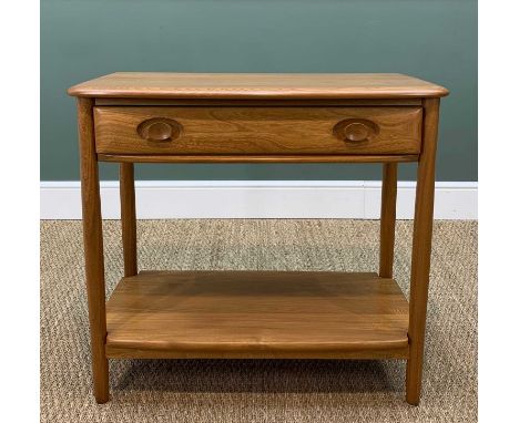 ERCOL CONSOLE TABLE, natural elm finish, 72cm h x 78 cm w x 39 cm dComments: surface scratches, particularly to top of consol