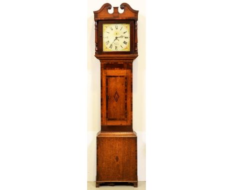 A Victorian mahogany, fruitwood and inlaid thirty hour longcase clock, Nicholas Daventry,&nbsp; 207cm h, pendulum and weight 