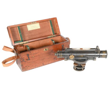 Scientific instruments. An English brass level, Watson &amp; Son 313 High Holborn London, No 618, c1900, the telescope surmou