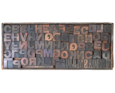 &nbsp;British Letterpress Printing.&nbsp; A case of wood type, (woodletter) first half 20th c, including 'A' with manufacture