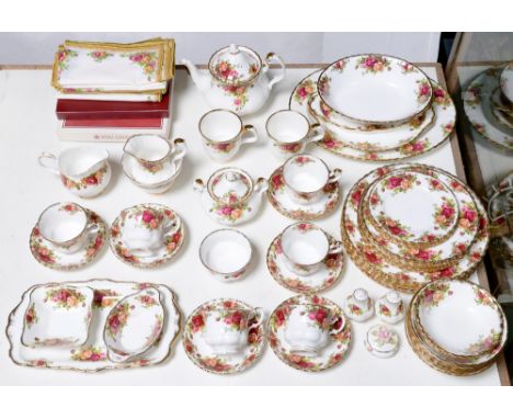 An extensive Royal Albert Old Country Roses pattern dinner service, printed marks  Good condition and mostly first quality. P