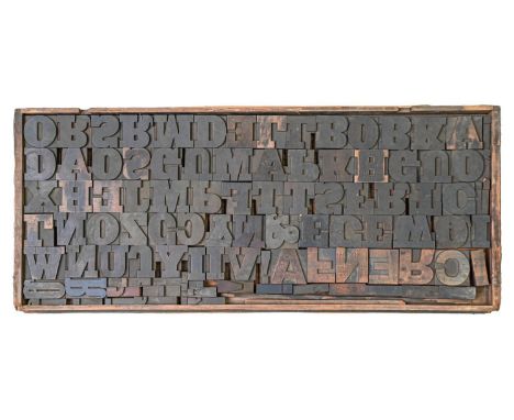 British Letterpress Printing.&nbsp; A case of wood type, (woodletter) and numerals, first half 20th c  