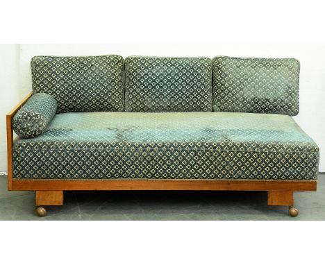 An ash daybed, mid 20th c,&nbsp;188 x 80cm  