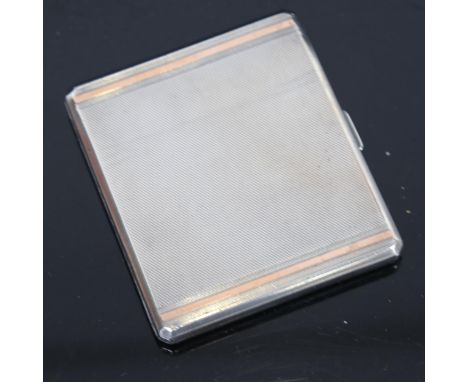 A George VI engine turned silver cigarette case, Birmingham 1938, 3.2oz 