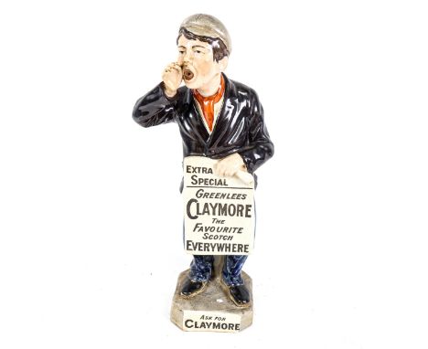 A large ceramic Greenlees Claymore Favourite Scotch advertising figure, modelled as a newspaper boy, height 40cmNo major dama