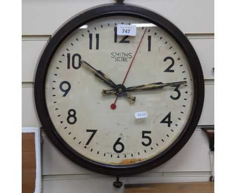 An early 20th century Smiths Sectric Bakelite dial wall clock, overall diameter 37cm 