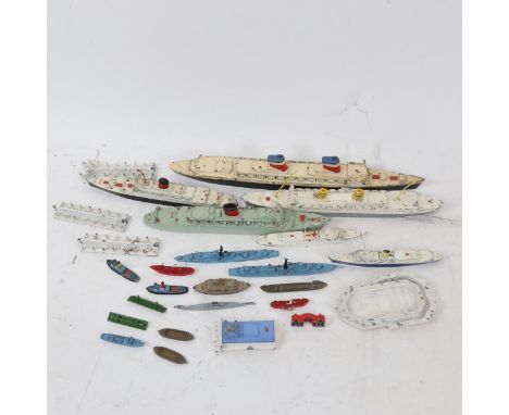 Diecast model ships, including the SS United States, and RMS Caronia 