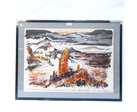 Malcolm Cameron, lithograph, the Breadknife, Wurrumbungle National Park NSW, limited edition no. 30/53, pencil signed, framed