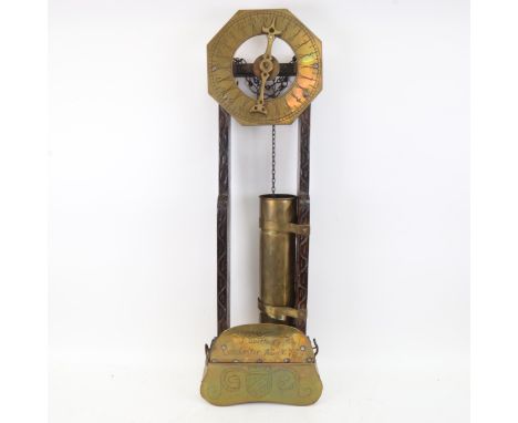 A stained oak and brass-mounted 24 hour water clock, base inscribed J Smithe of Ye Towne Colchester AD1675, height 75cm 