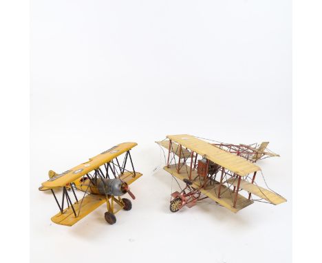 2 model aircraft, including RAF bi-plane (2) 