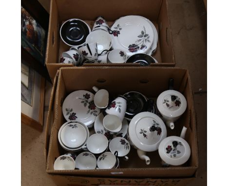 Royal Albert Black Rose tea service (boxful) 
