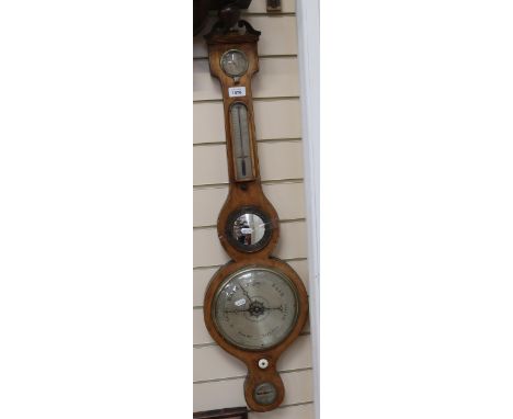 19th century aneroid barometer with thermometer, height 92cm 