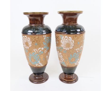 A pair of Royal Doulton stoneware baluster vases, model no. 2877, height 28cm 