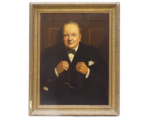 Seymour Howell, oil on canvas, three quarter length portrait of Winston Churchill, signed and dated '43, framed, overall 74cm