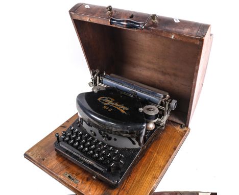A Vintage Empire No. 2 typewriter, barrel length 24cm, in fitted case 