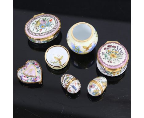 Various porcelain enamel trinket boxes, including Moorcroft and Halcyon Days enamels (6) 