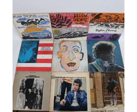 Various Vintage vinyl LPs and records, including 14 x Bob Dylan, and 4 x Dylan Thomas 