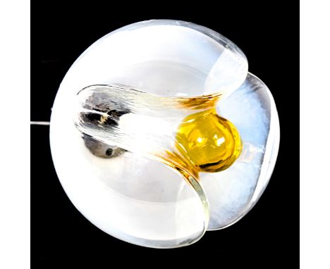 A 1970s Mazzega Murano glass pendant ceiling light, with chrome fitting, shade diameter approx 25cmNo damage or repair 