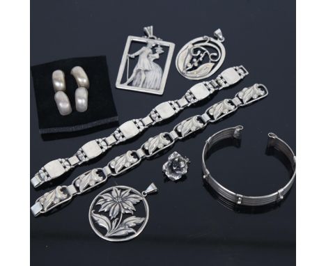 TAXCO TJ-57 - a Vintage Mexican bangle and pendant, and various other South American jewellery 