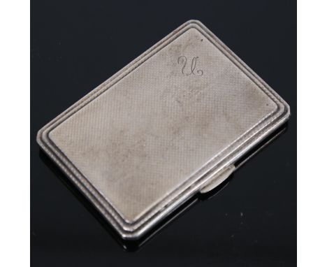 A George VI engine turned silver cigarette case, Birmingham 1938, 2.2oz 