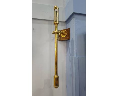 An R.N. Desterro Lisbon brass marine barometer.  94cm high