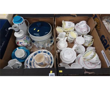 A Poole table lamp, Royal Albert tea set, Meakin dinner set etc.