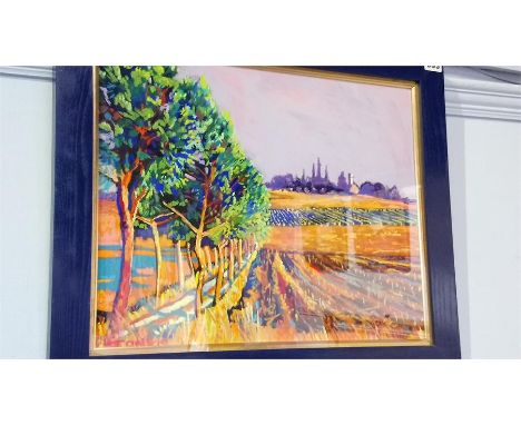 Godfrey Tonks (1948), pastel, signed, 'Evening Light Val Di Chiana'.  37cm x 47cm