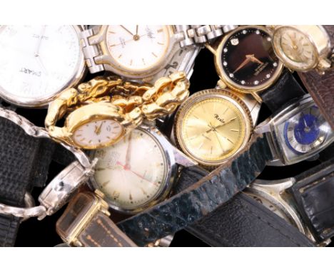 A group of vintage wristwatches, including Bifora, Sekonda, Rotary, etc