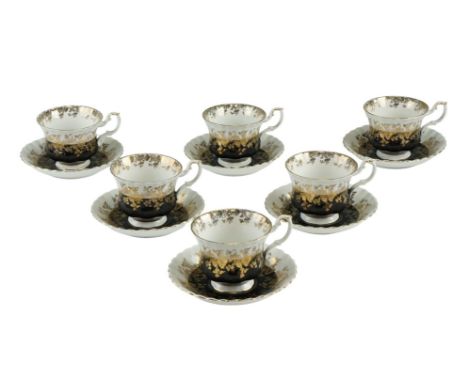 Six Royal Albert "Regal Series" cups and saucers