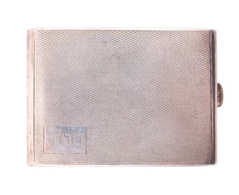 A 1920s silver matchbook case, engine turn decorated and having engraved initials, Jay's (Robert William Jay), Chester, 1927,