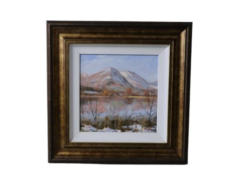 Jeff Sudders (contemporary) "Grasmere", a wintry, Lakeland study with rolling fells beyond, acrylic on board, signed and titl