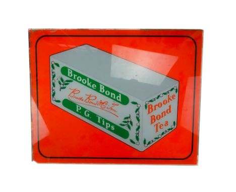 A vintage Brooke Bond Tea glass advertising sign, 38 cm x 30.5 cm 