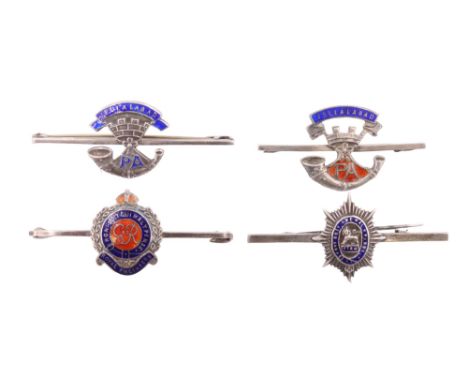 Somerset Light Infantry, Worcestershire Regiment and Royal Engineers enamelled Sterling standard white metal sweetheart brooc