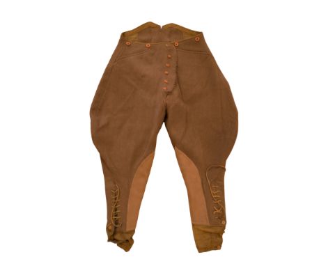 A pair of British army motorcyclist's pantaloons, circa Second World War, (no label present, indistinctly Ordnance marked)