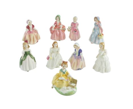 Nine Royal Doulton figurines, including Picnic, Tinkle Bell, Dinky Do, etc, tallest 13 cm