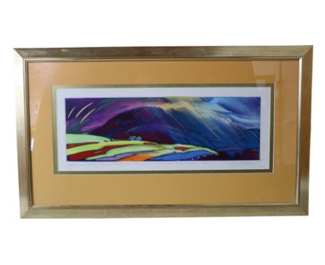 Simon Bull (contemporary) "Vapours constantly change the face of Blencathra while sun strikes the lover fells", a study of th
